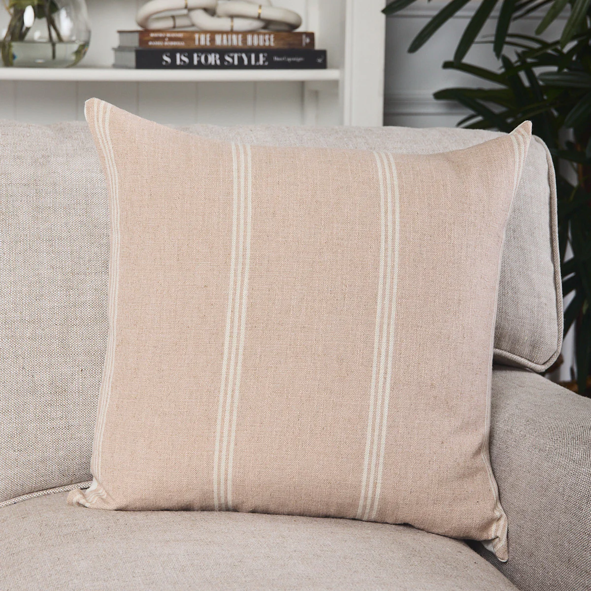 Aberdeen Stripe Cushion Cover (Blush & Off-White) - Image 3