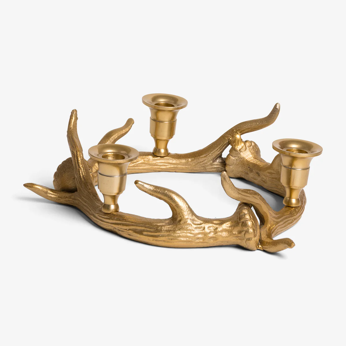 Antler Taper Candle Holder Round (Gold)