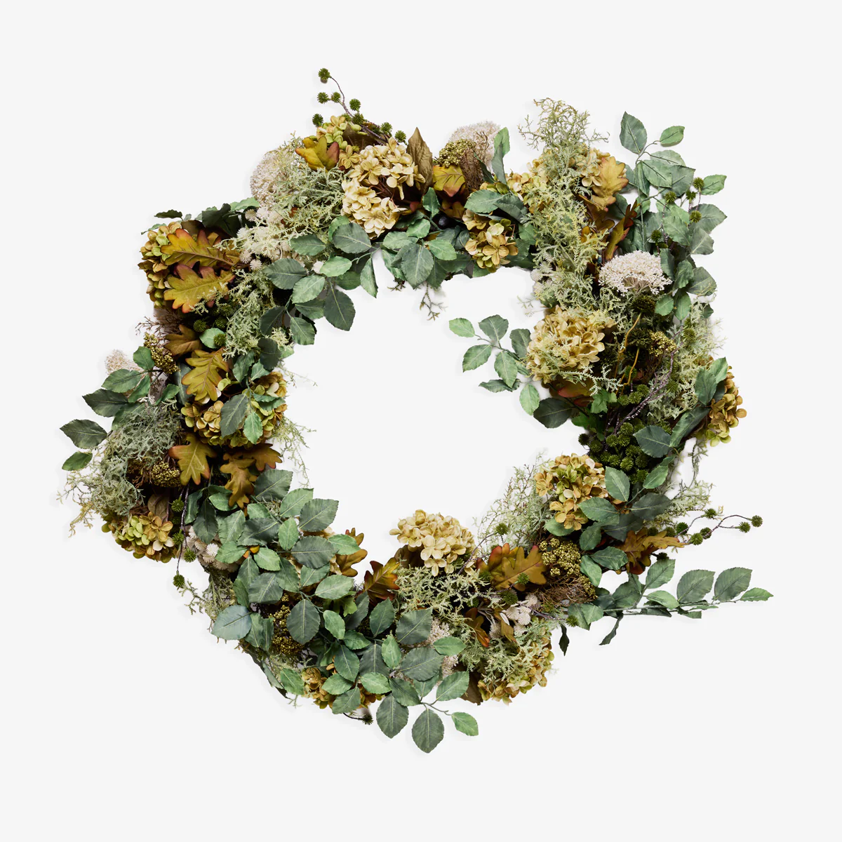 Artificial Green Hydrangea Wreath 109cm