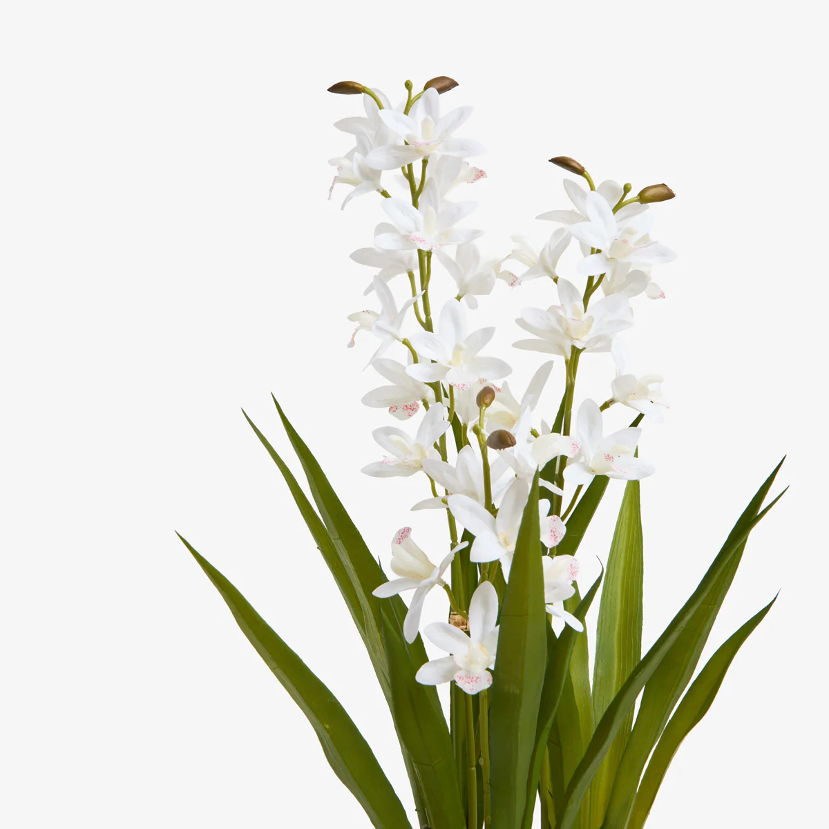 Artificial Mini Orchid Three Spray Cement Pot 51cm (White) - Image 3