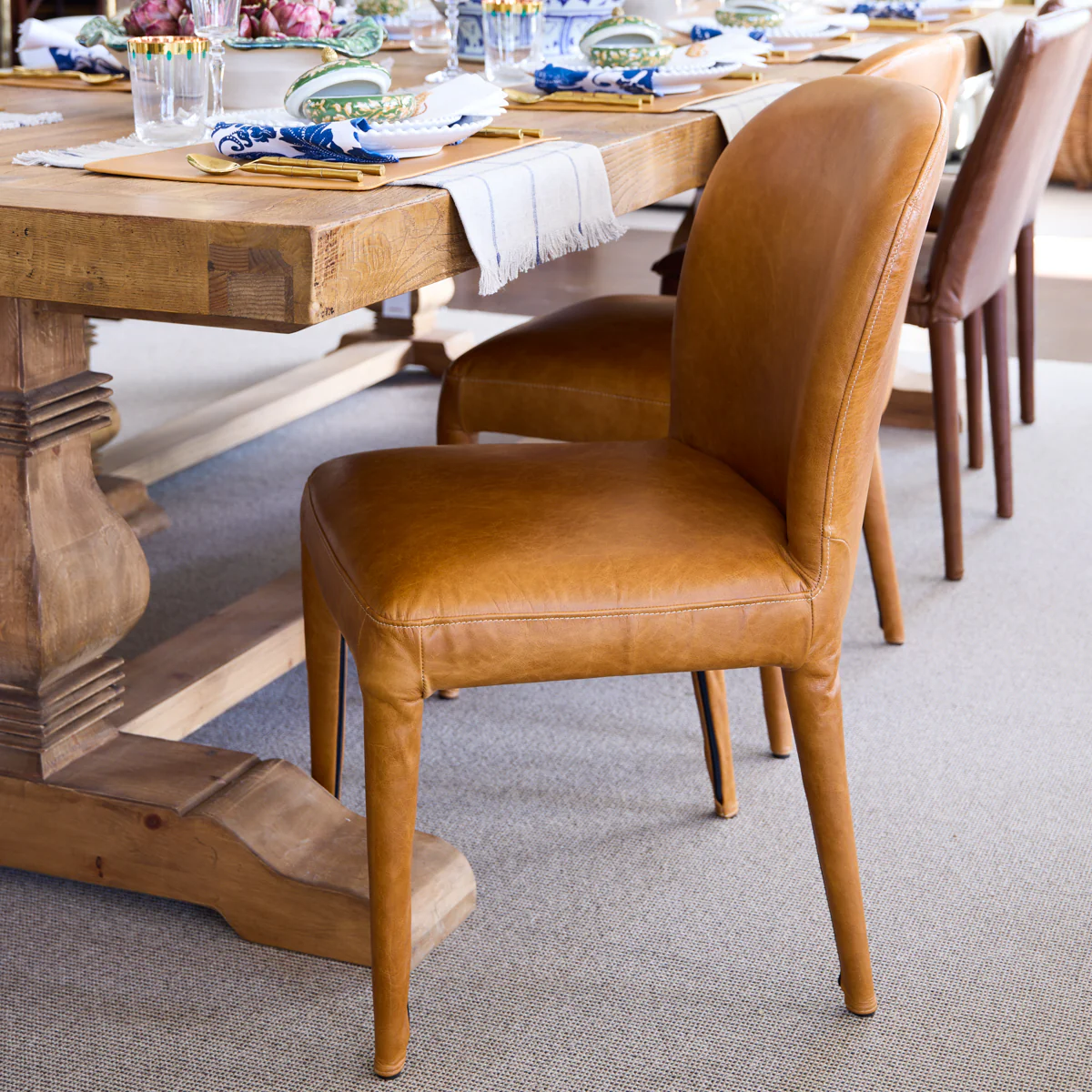 Aura Leather Dining Chair (Tan) - Image 2