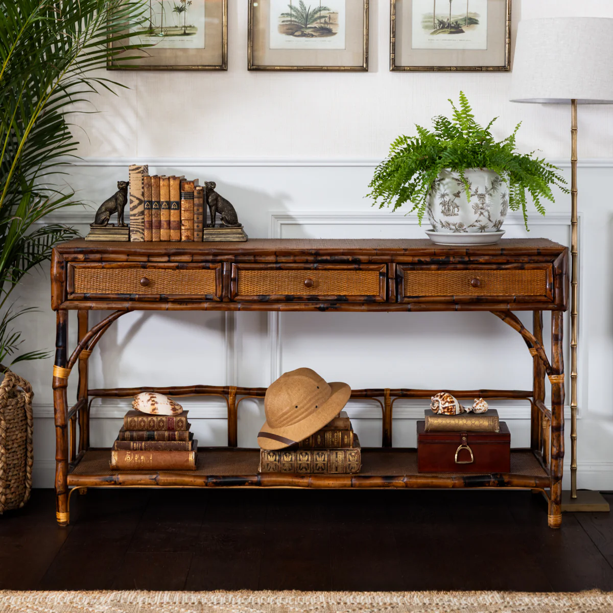 Bamboo Console Table With Three Drawers - Image 2