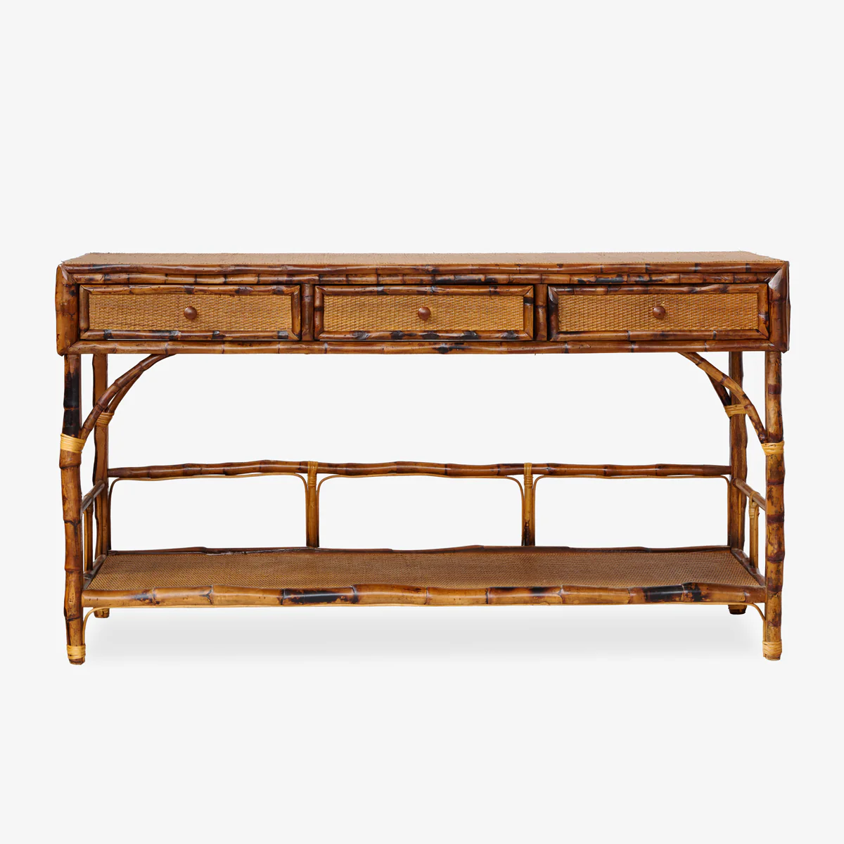 Bamboo Console Table With Three Drawers - Image 3