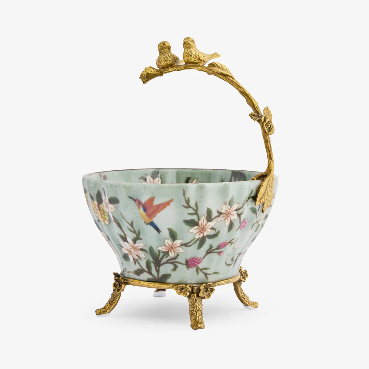 Barclay Celadon Bowl With Bird Handle