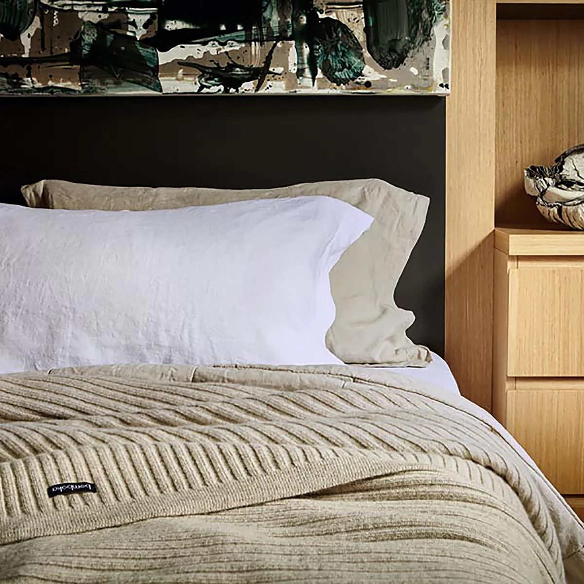 Bemboka Angora & Merino Wide Rib Throw (Wheat) PRE-ORDER - Image 4
