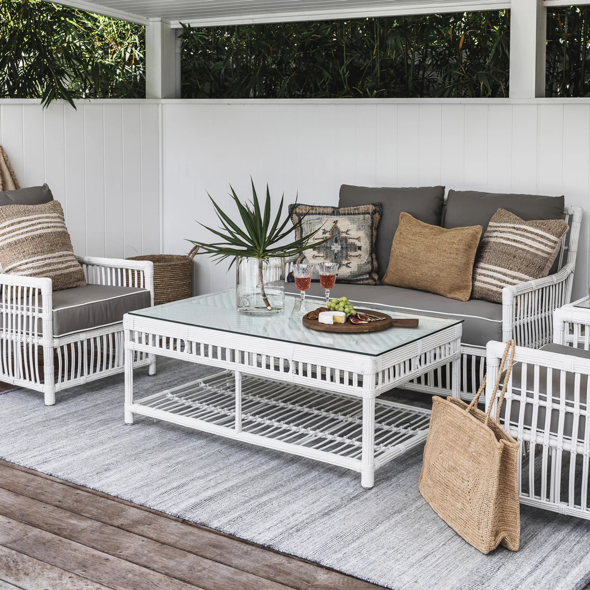 Bermuda Outdoor 2 Seater Sofa (White, Grey Slipcover) - Image 3