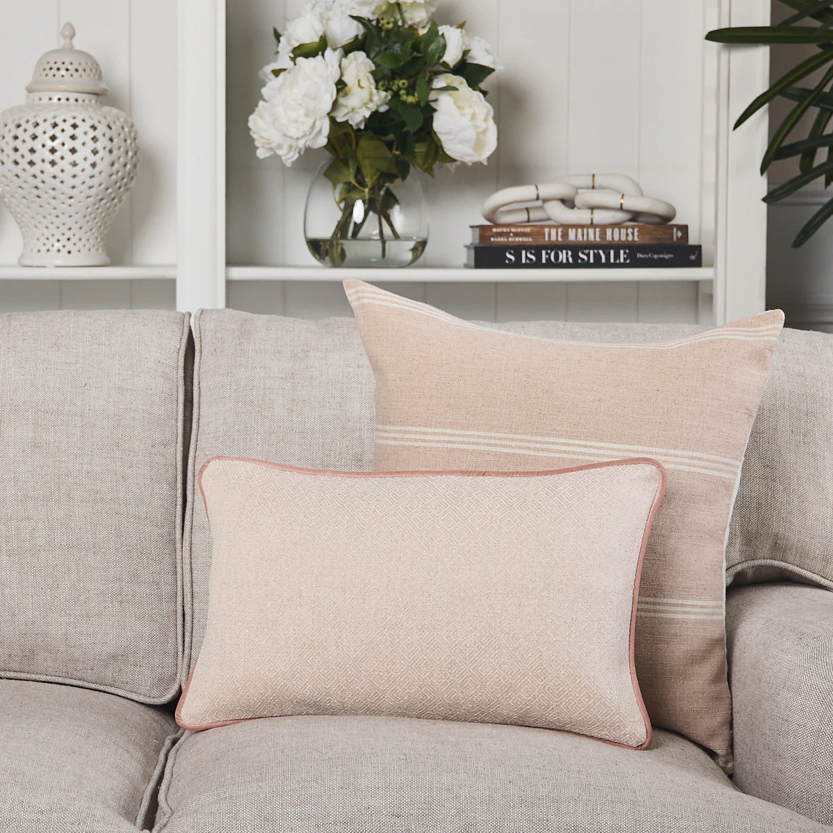 Blush Herringbone Cushion Cover (Rectangular) - Image 2