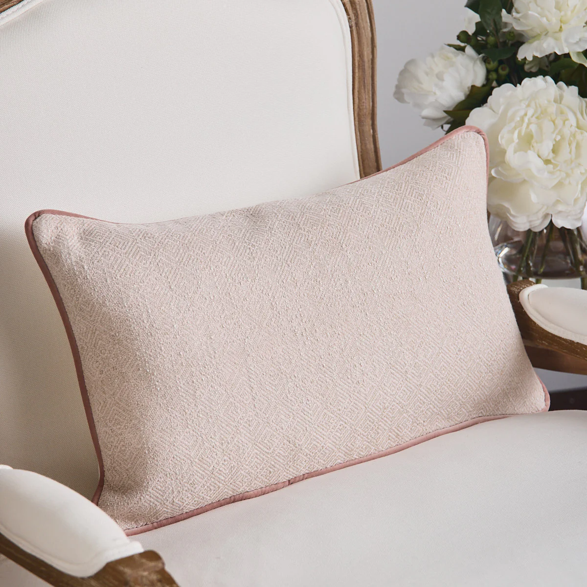 Blush Herringbone Cushion Cover (Rectangular) - Image 3