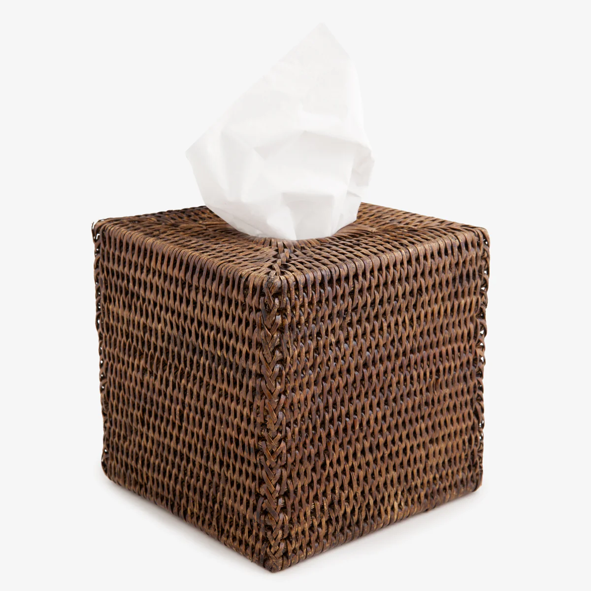 Rattan Tissue Box Cover Brown Square