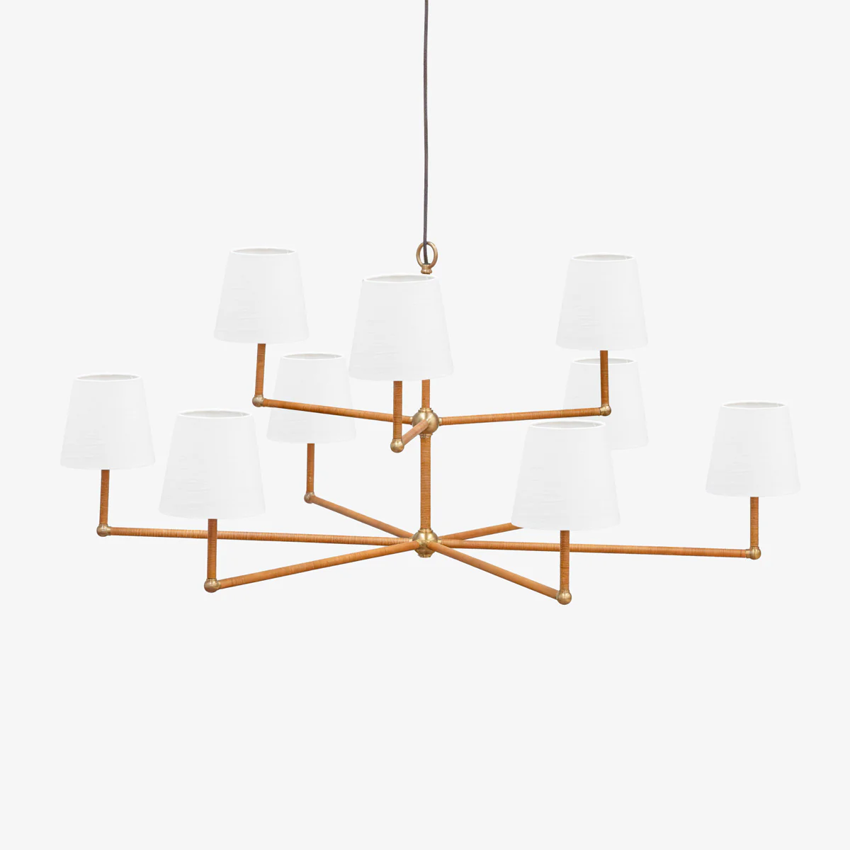 Bronte Rattan Chandelier (White Shades)