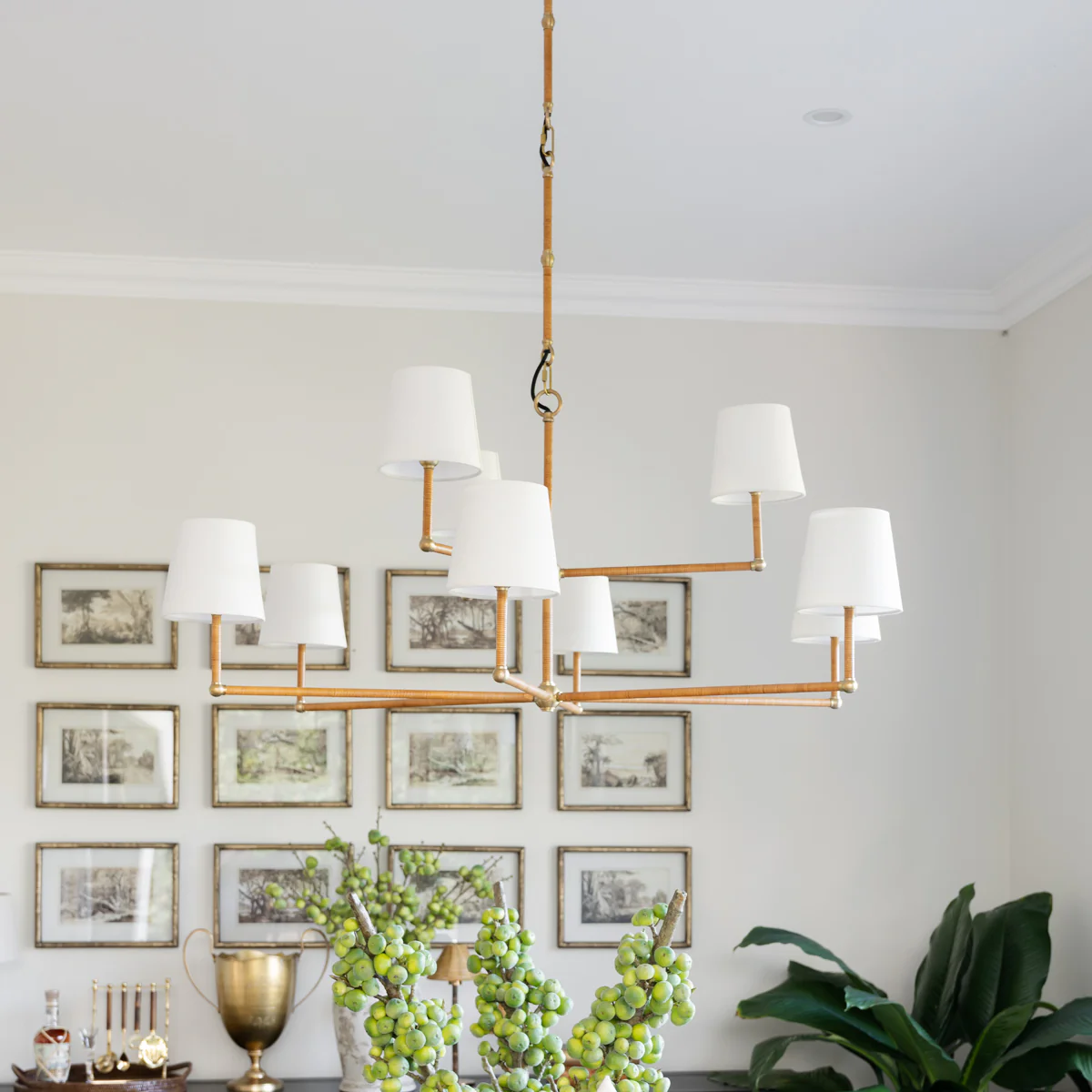 Bronte Rattan Chandelier (White Shades) - Image 2