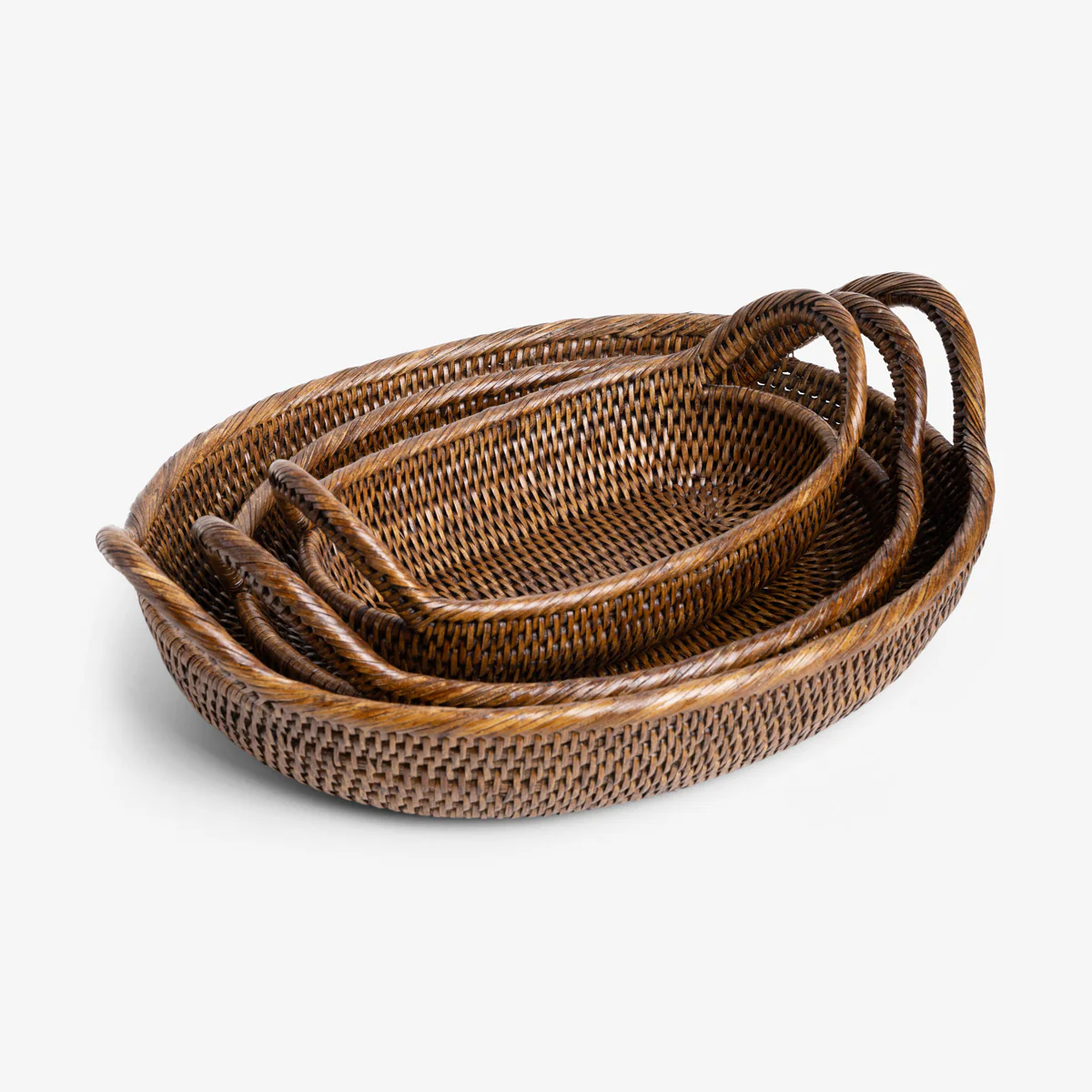 Rattan Oval Trays Brown