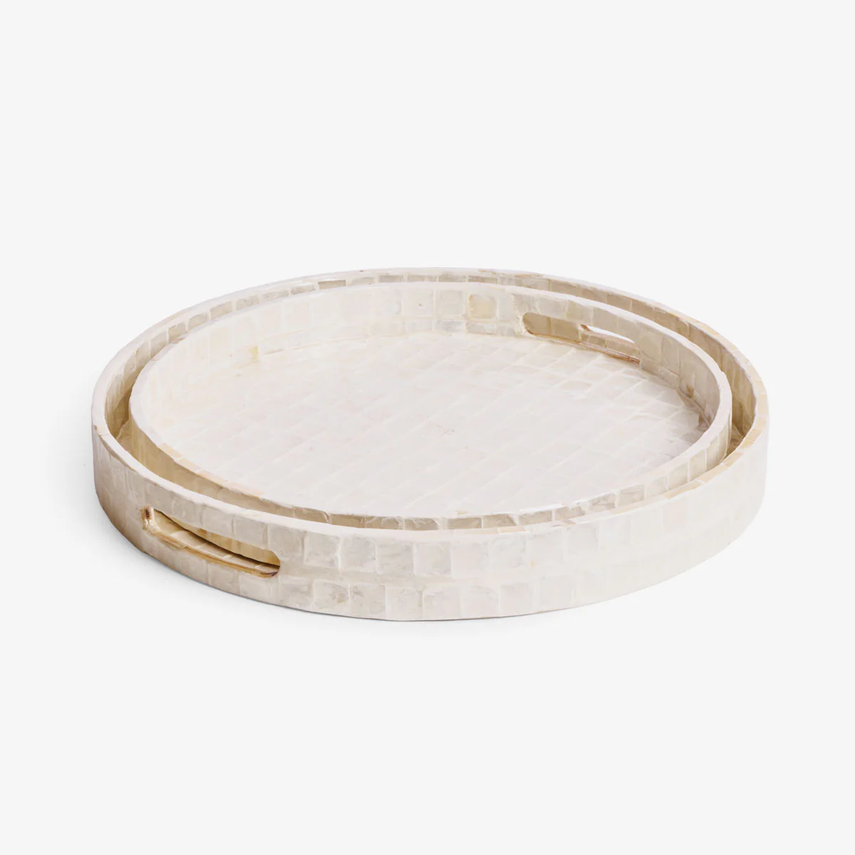 Capiz Shell Inlay Round Trays