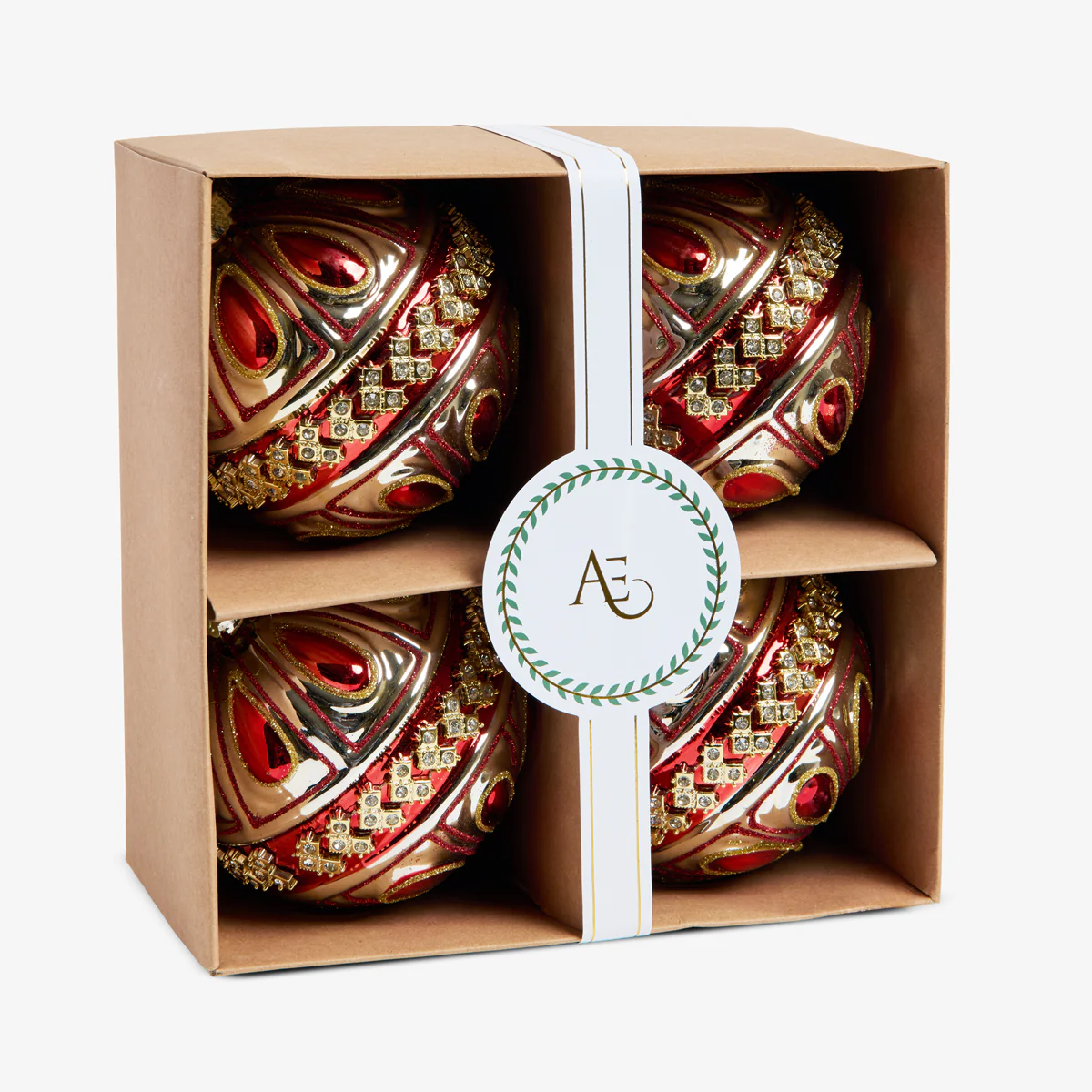 Central Band Baubles Set Of 4 (Red)