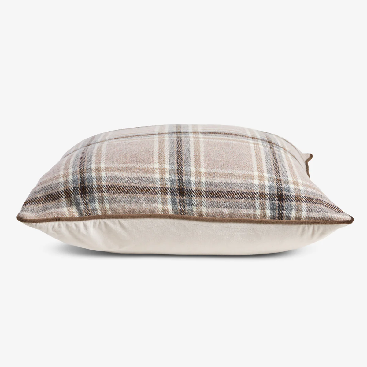 Check Cushion Cover Light Brown - Image 3