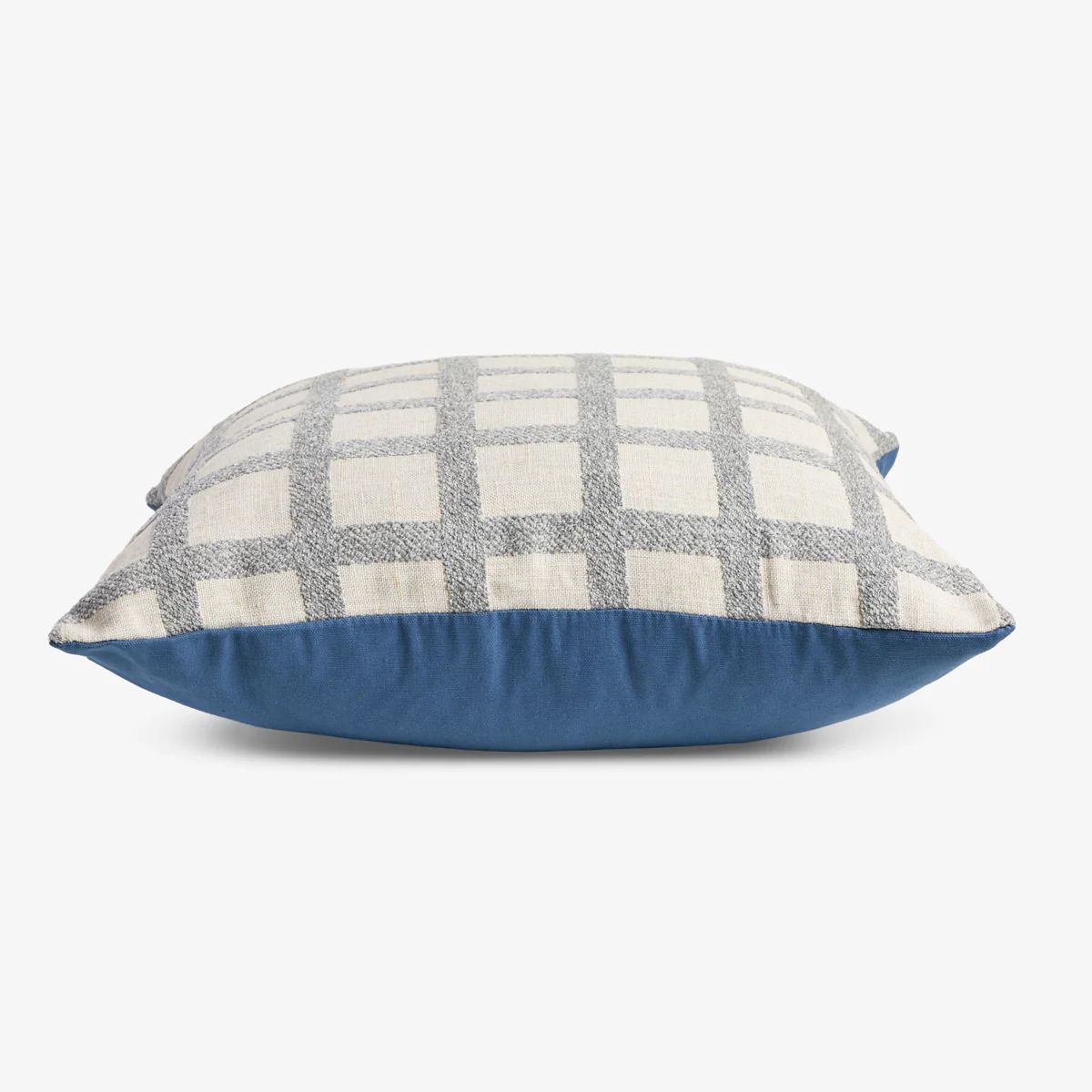 Check Linen Blend Cushion Cover Grey - Image 2