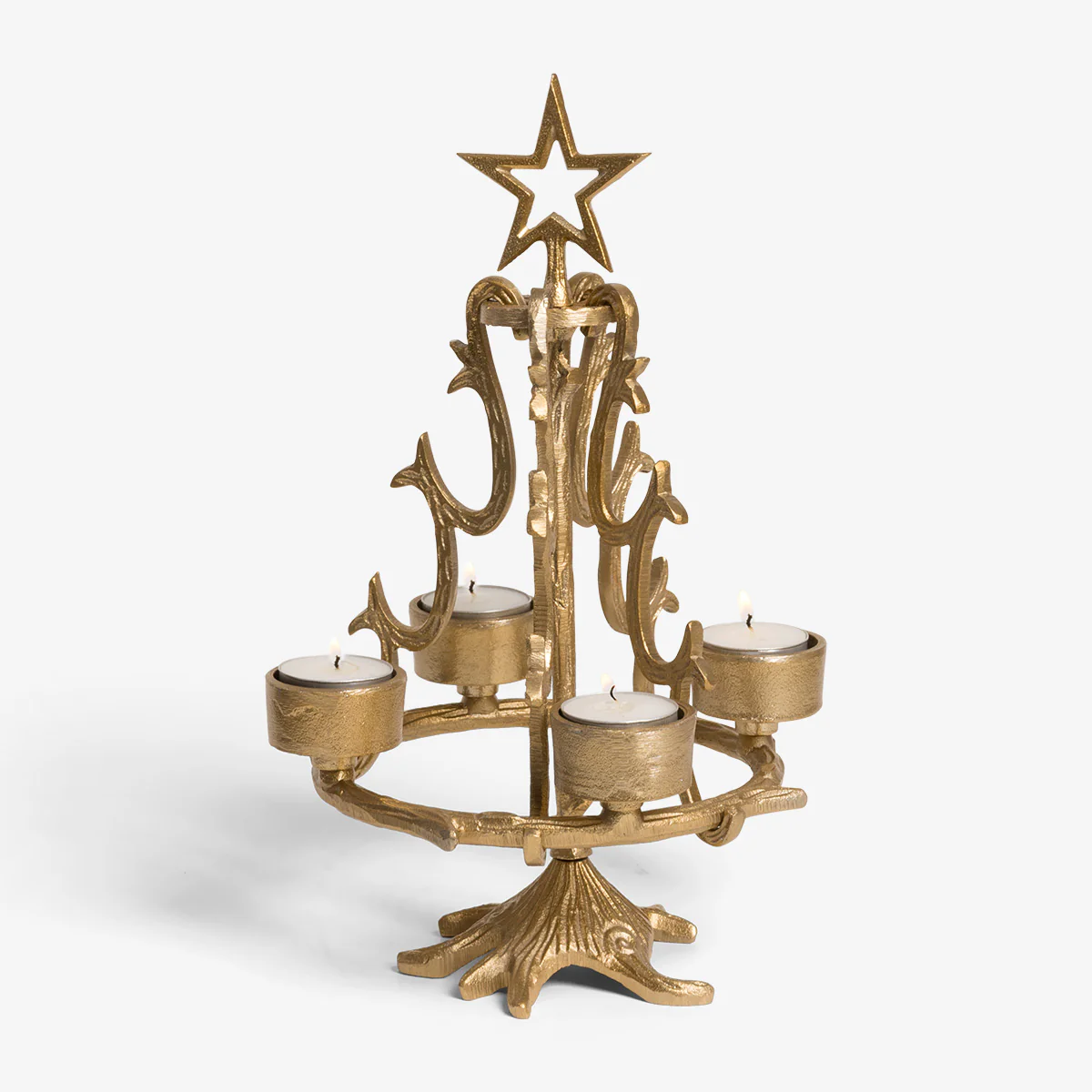 Christmas Tree Tea Light Holders (Gold) - Image 3