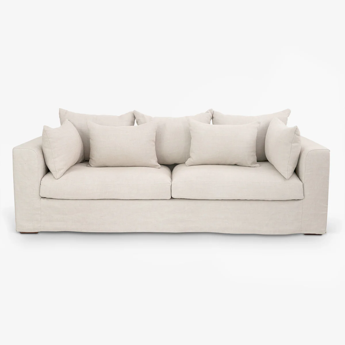 Clara Two Seater Linen Sofa (Latte) - Image 3