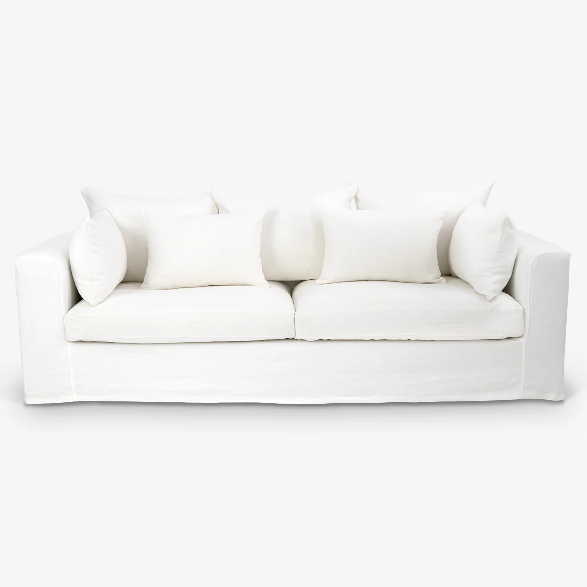Clara Two Seater Linen Sofa (White) - Image 3