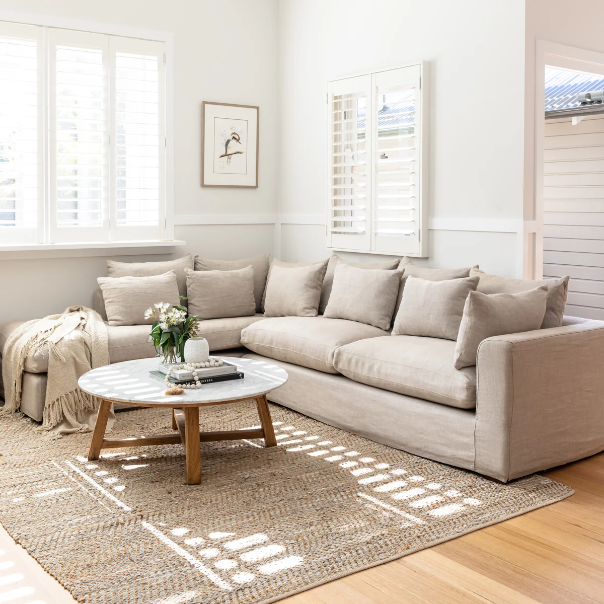 Clara Modular Linen Sofa - Left (Latte) - Image 3