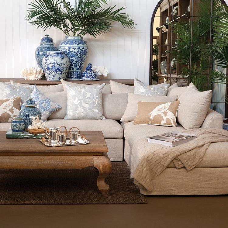 Clara Modular Linen Sofa - Right (Latte) - Image 6