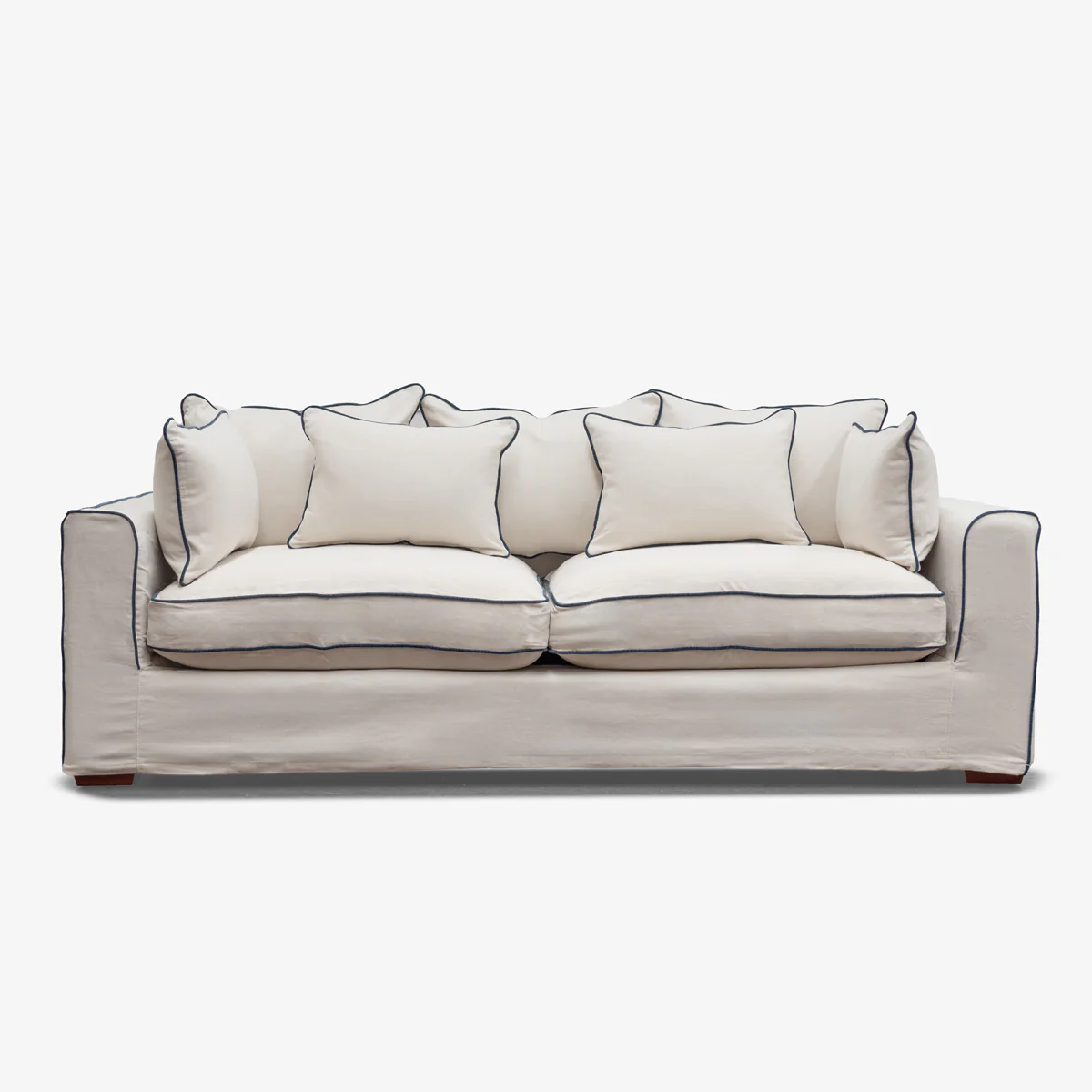 Clara Two Seater Sofa (Off White & Navy Piping) - Image 3