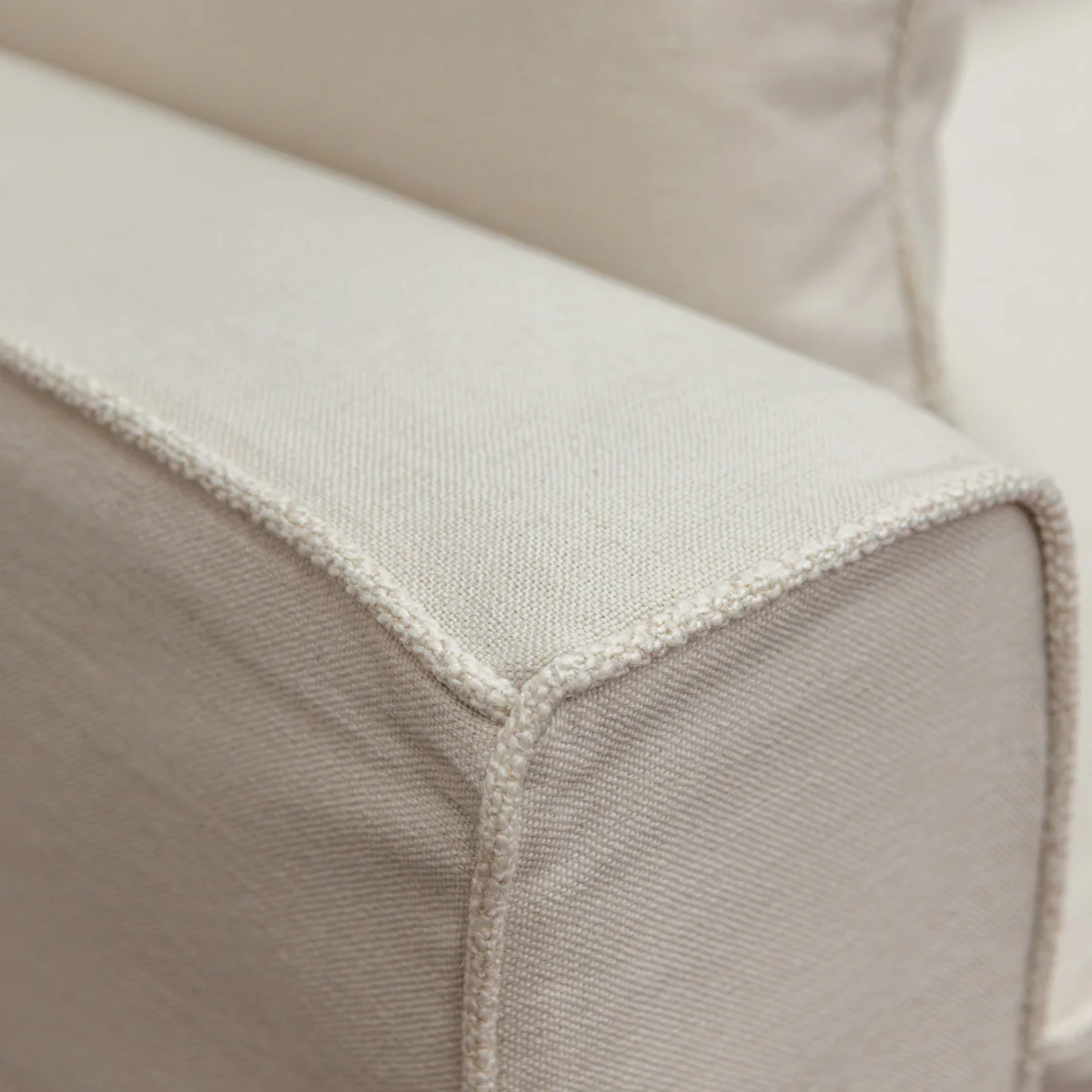 Clara Two Seater Sofa (Off White & Boucle Piping) - Image 4