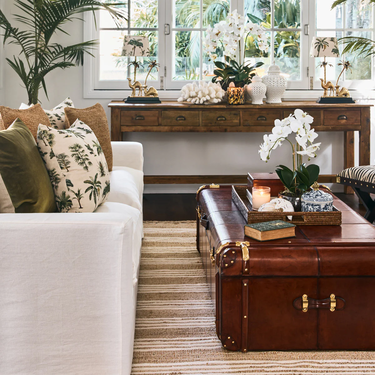 Cognac Leather Trunk Coffee Table - Image 2
