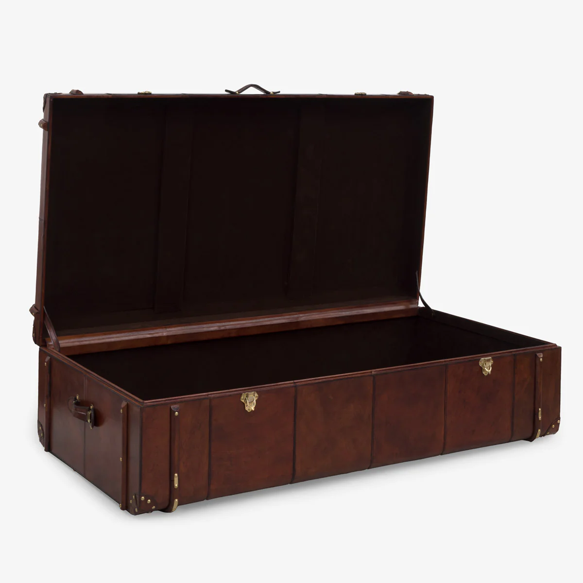 Cognac Leather Trunk Coffee Table - Image 3