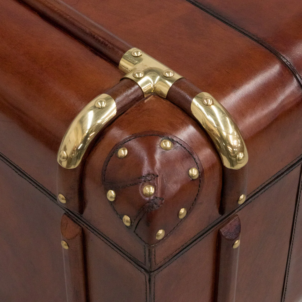 Cognac Leather Trunk Coffee Table - Image 4