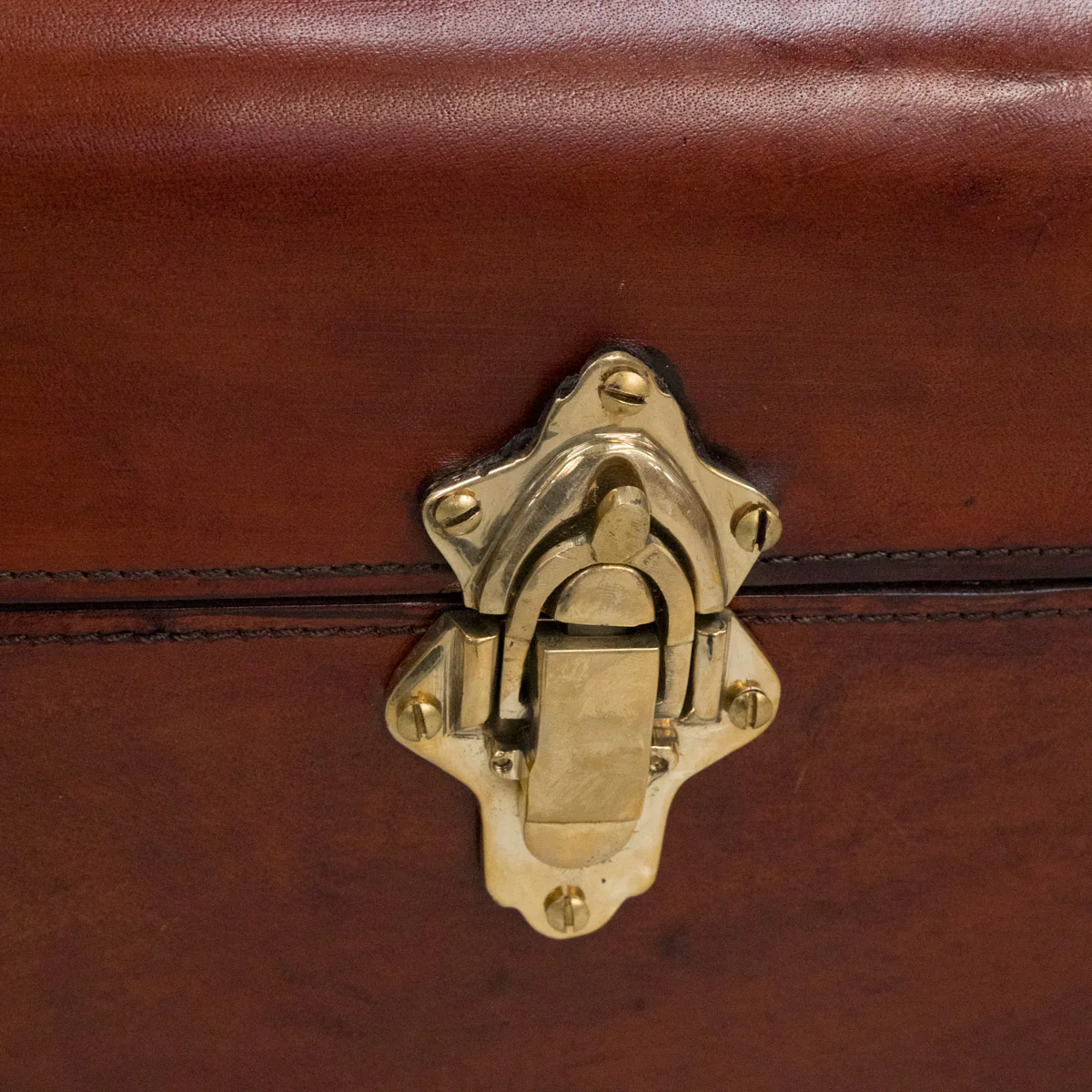 Cognac Leather Trunk Coffee Table - Image 5