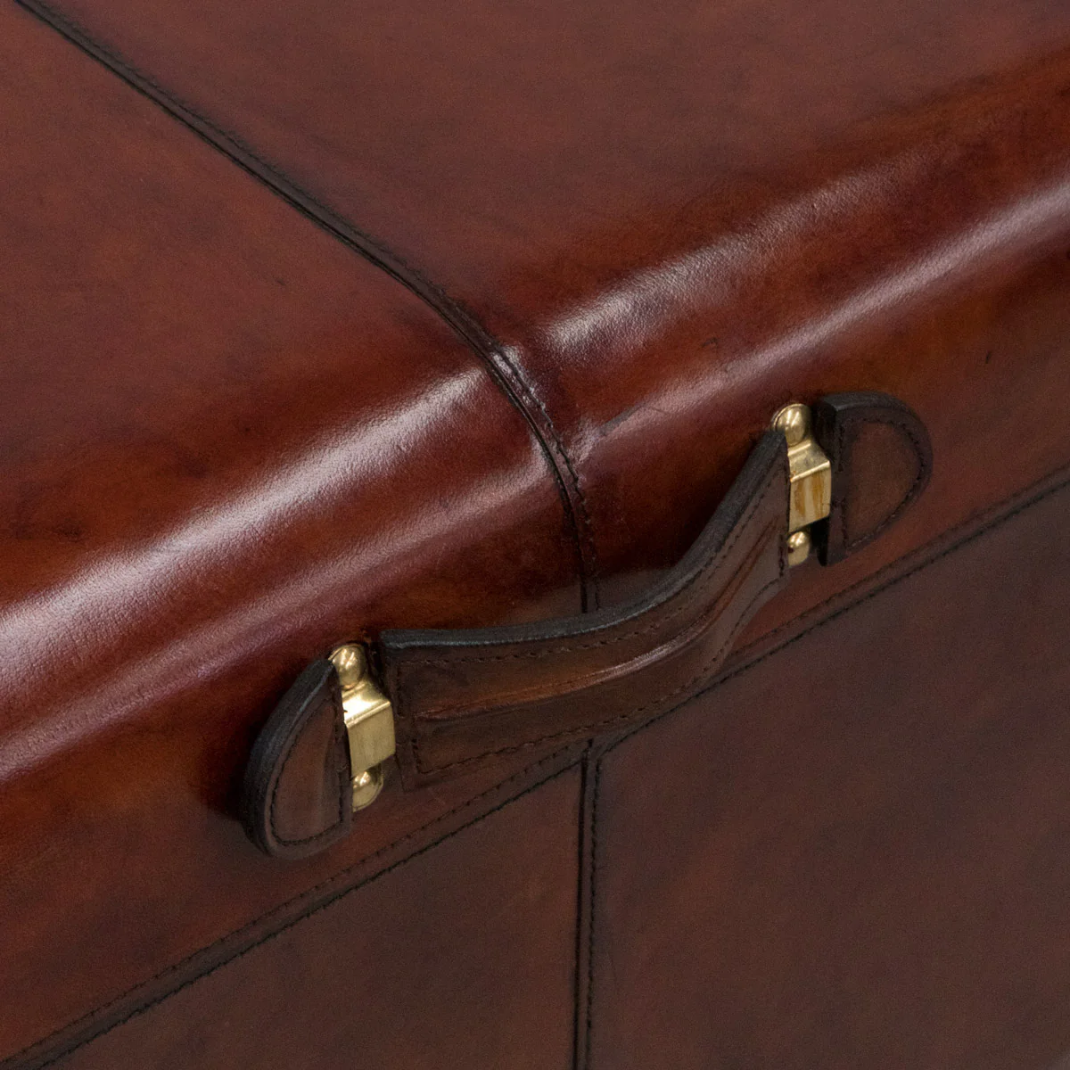 Cognac Leather Trunk Coffee Table - Image 6