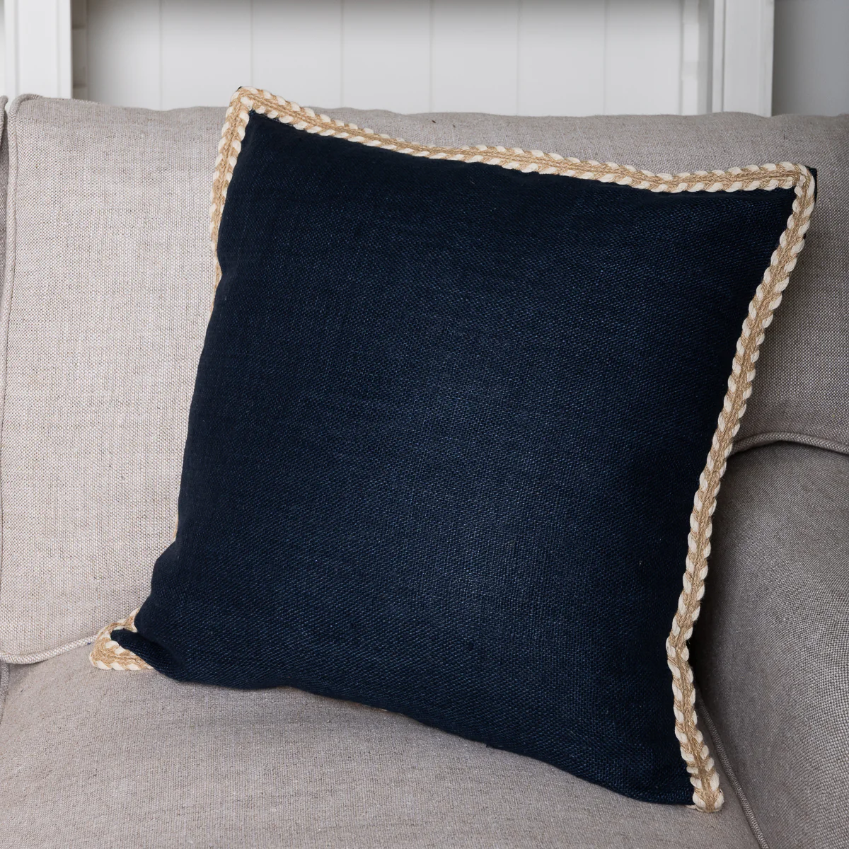 Corsica Linen Cushion Cover (Navy) - Image 4