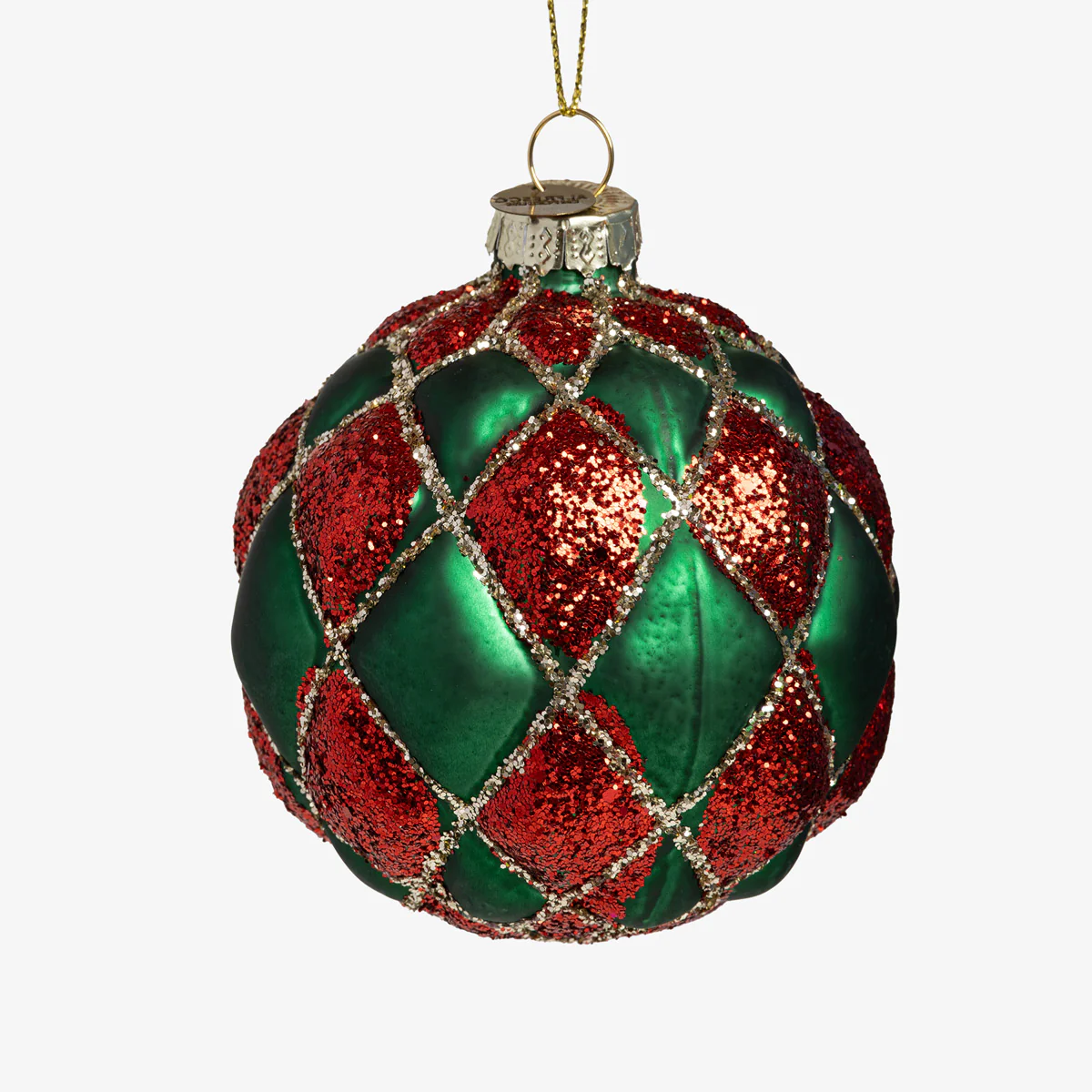 Diamond Glass Bauble Set Of 4 (Red & Green) - Image 3