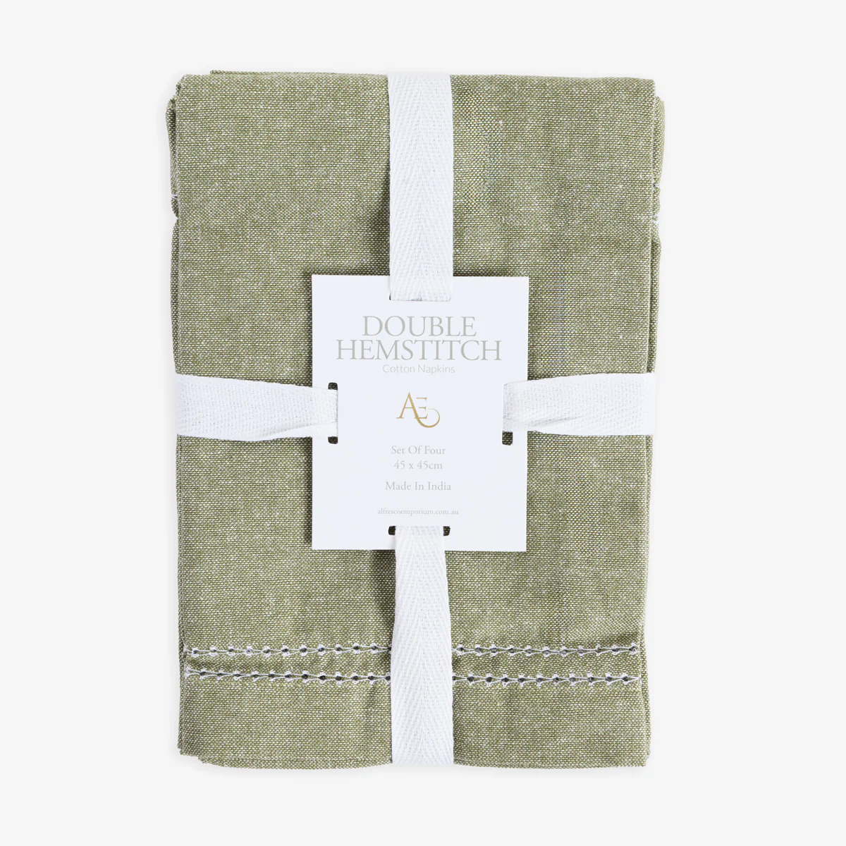 Double Hemstitch Napkins Green (Set of 4)
