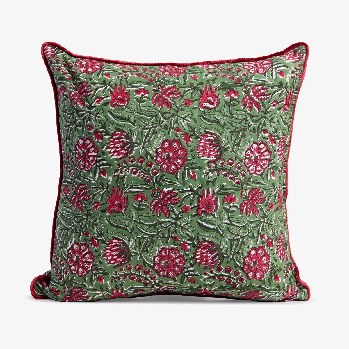 Festive Sage Rose Cushion Cover
