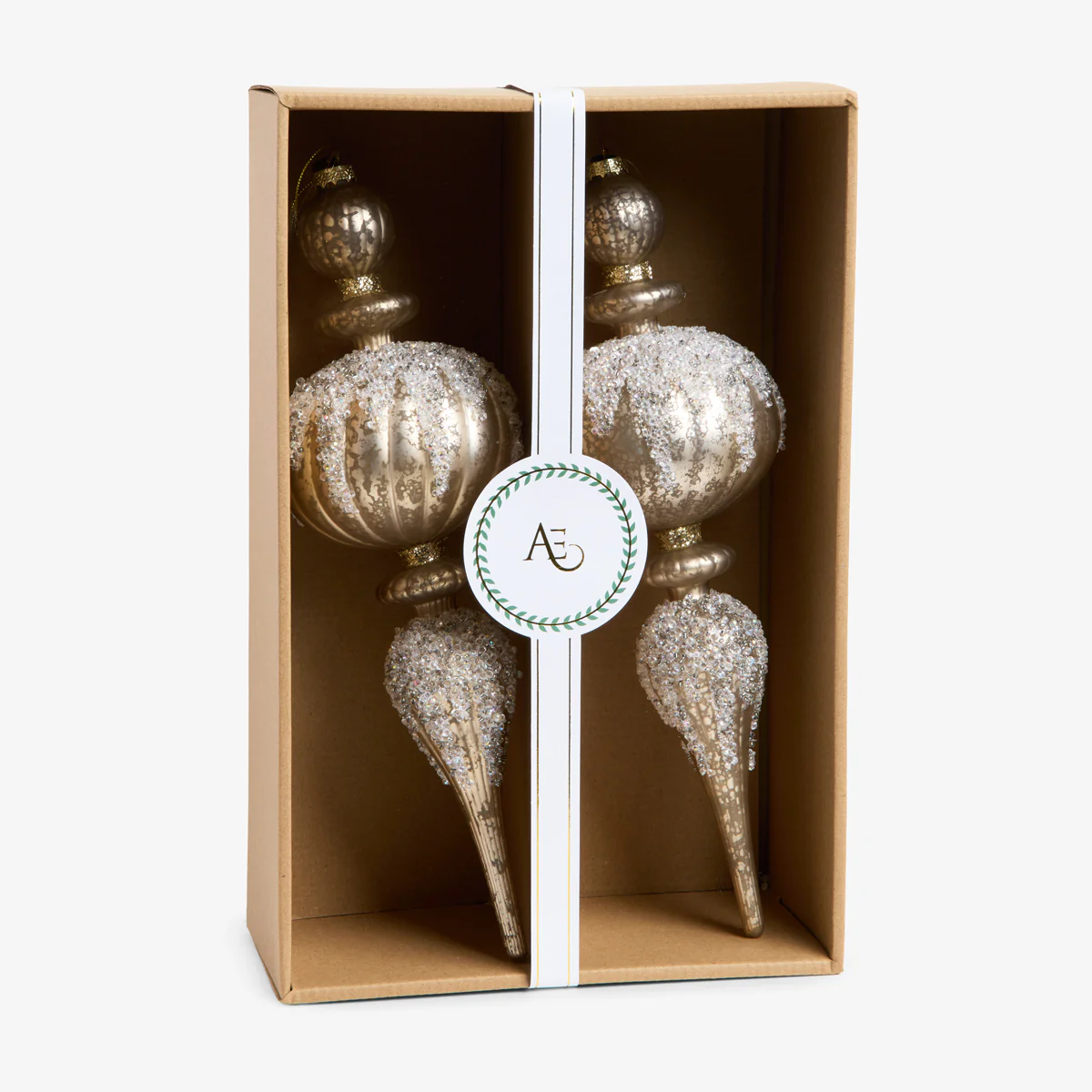 Finial Baubles Set Of 2 (Champagne Gold)