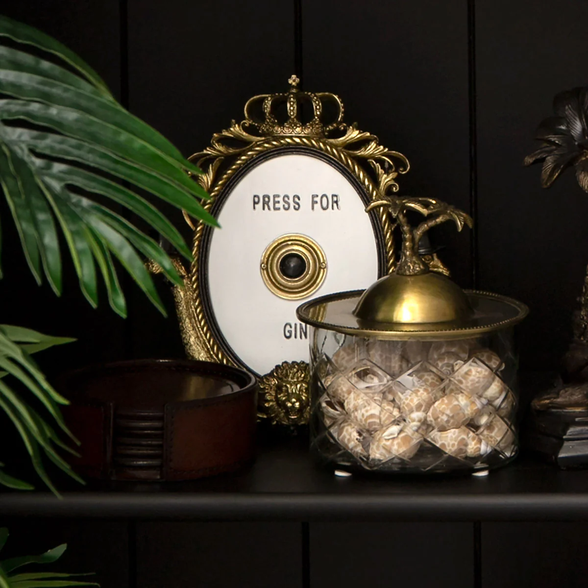 Palm Tree Glass Box Container (Brass) - Image 3