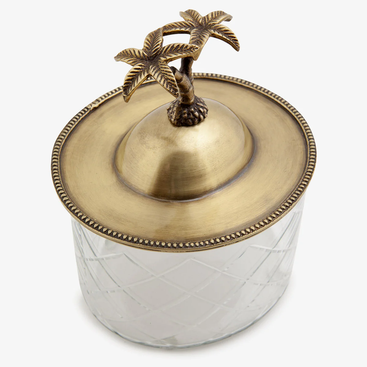 Palm Tree Glass Box Container (Brass) - Image 4