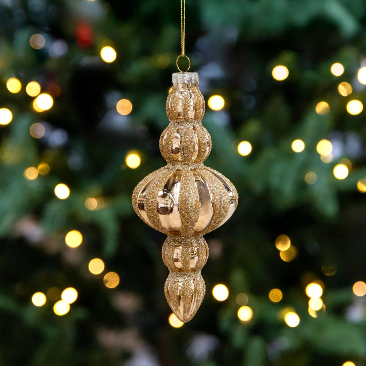 Glitter Finial Baubles Set Of 4 (Gold) - Image 2