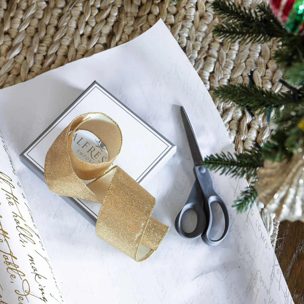 Glitter Wire Ribbon (Gold) - Image 2