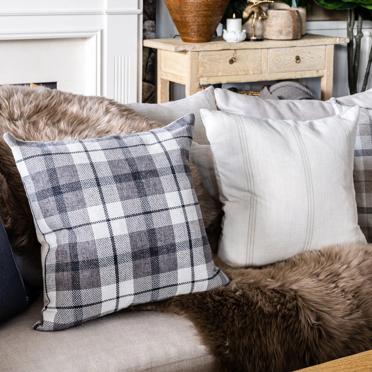Tartan Cushion Cover (Grey) - Image 2