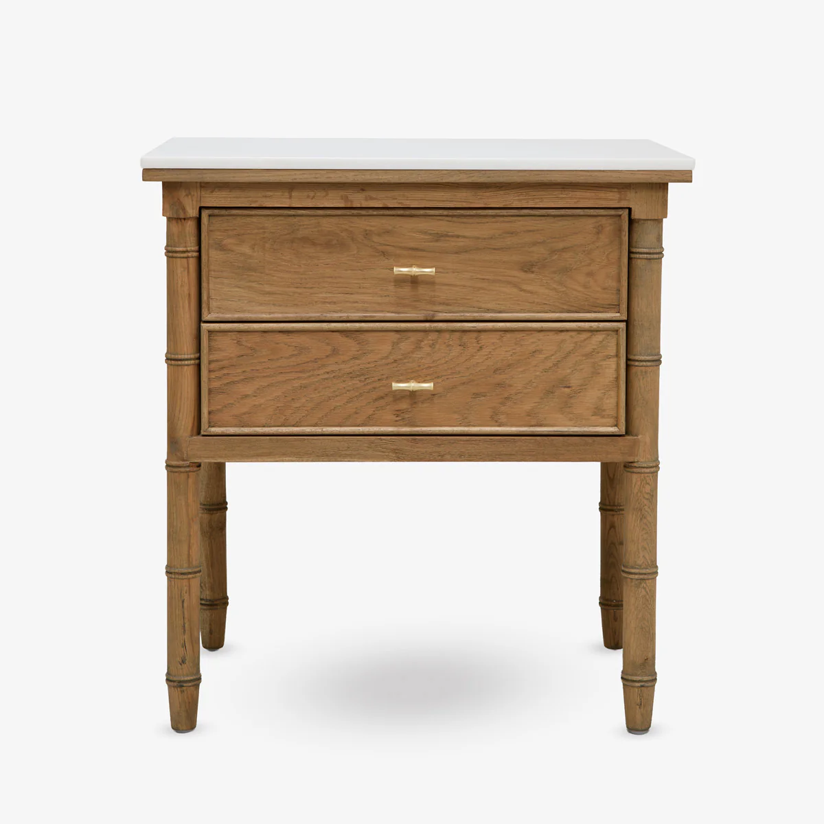 Indira Bedside Table with Marble Top (Oak) - Image 2