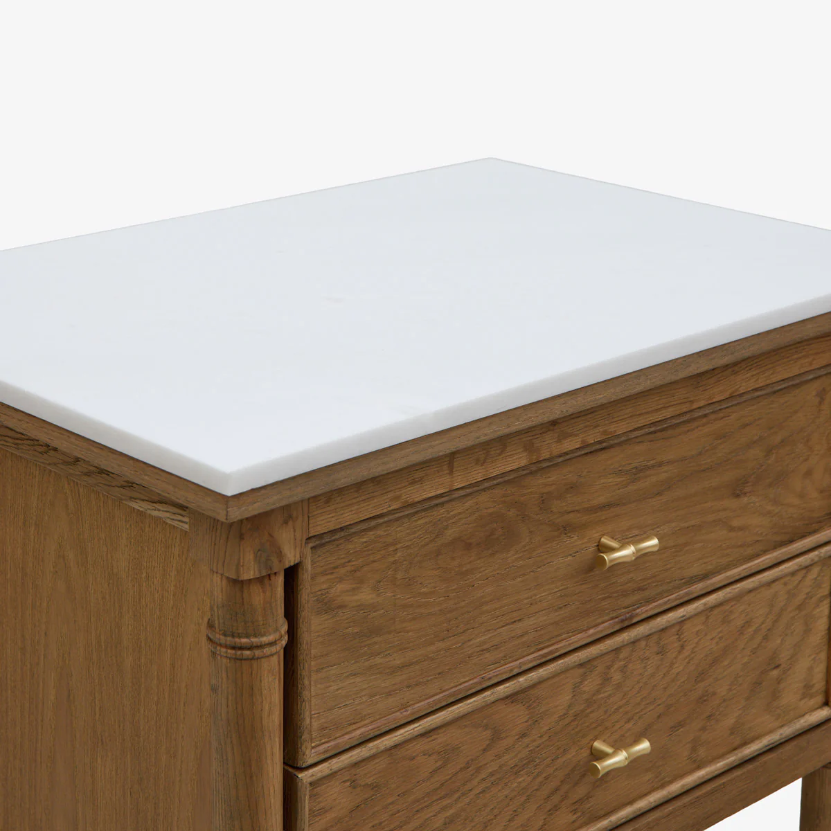 Indira Bedside Table with Marble Top (Oak) - Image 3