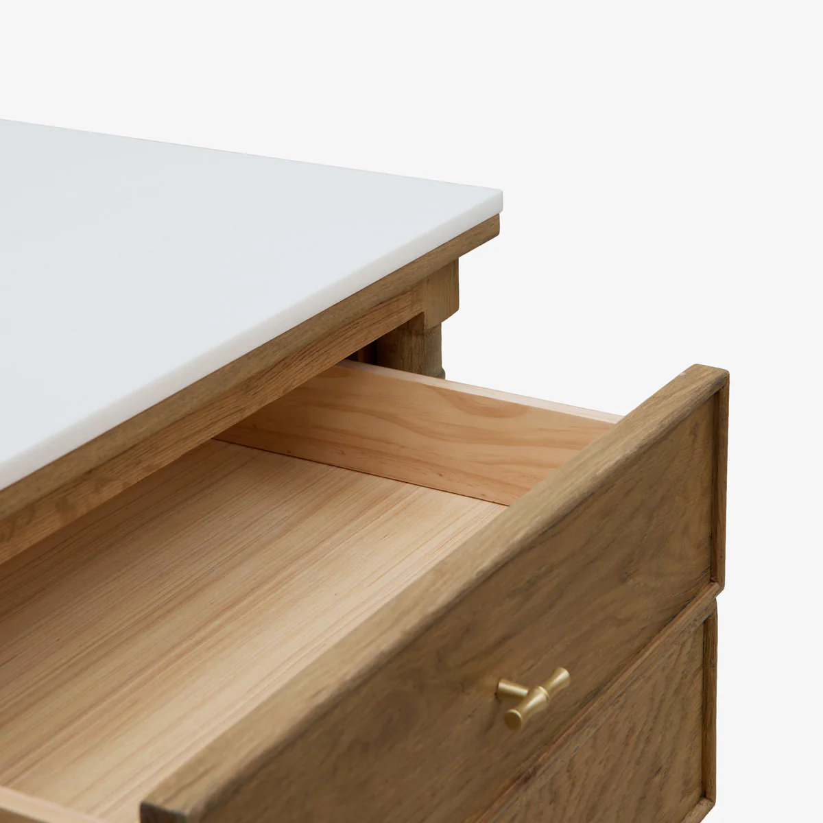 Indira Bedside Table with Marble Top (Oak) - Image 4