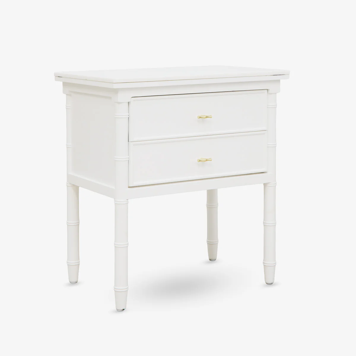 Indira Bedside Table with Marble Top (White)