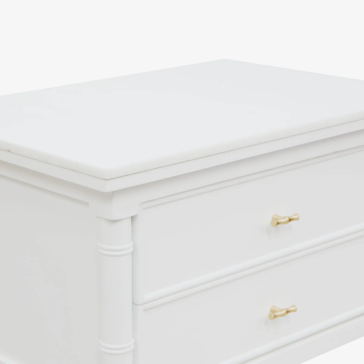 Indira Bedside Table with Marble Top (White) - Image 3
