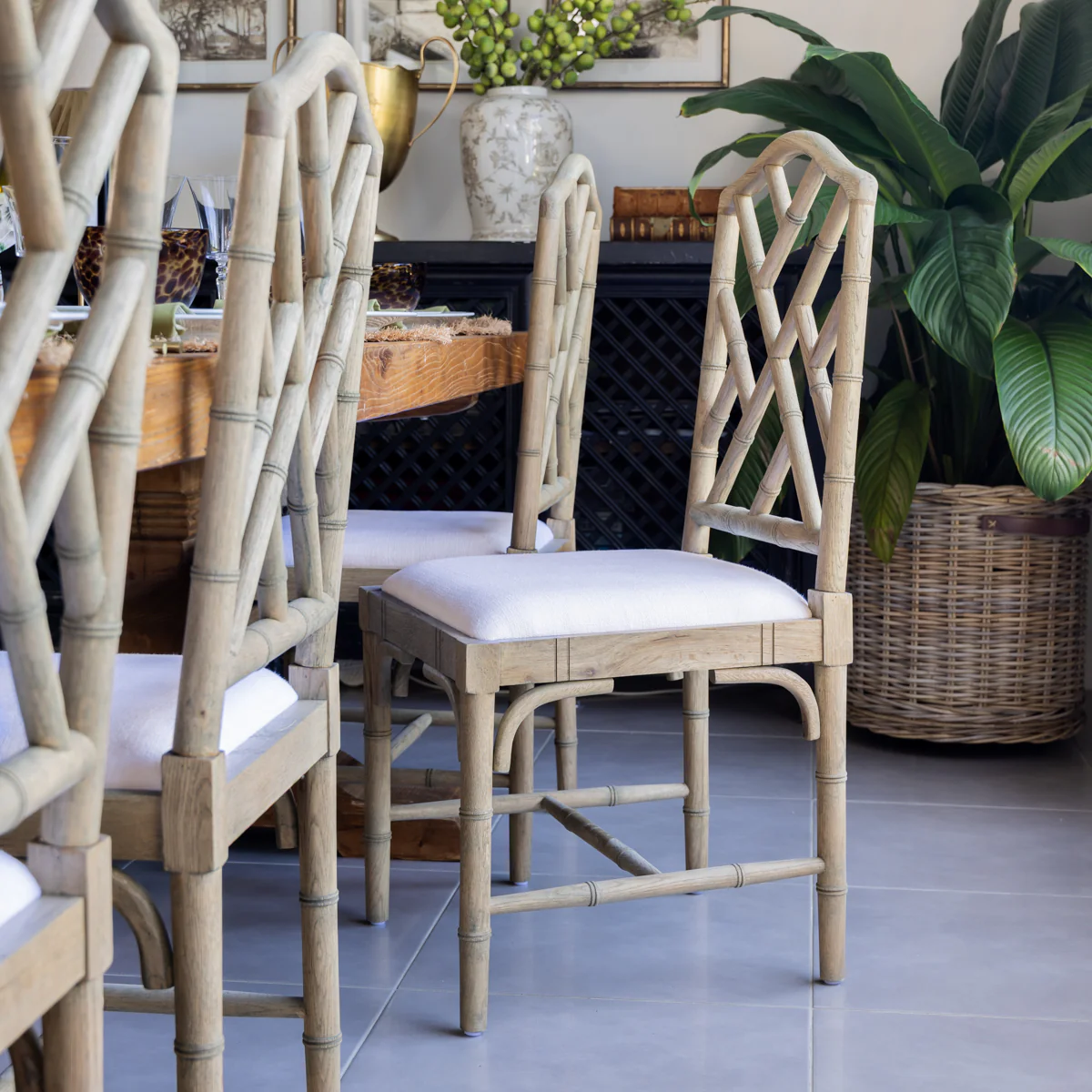 Indira Chinoiserie Dining Chair (Oak) - Image 2