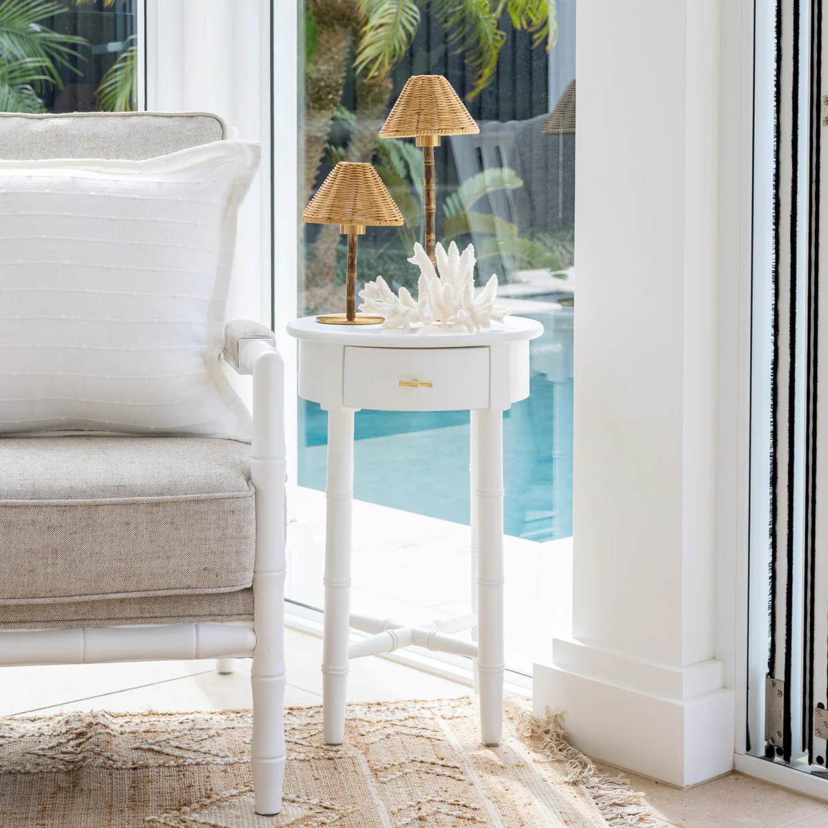 Indira Round Side Table (White) - Image 2