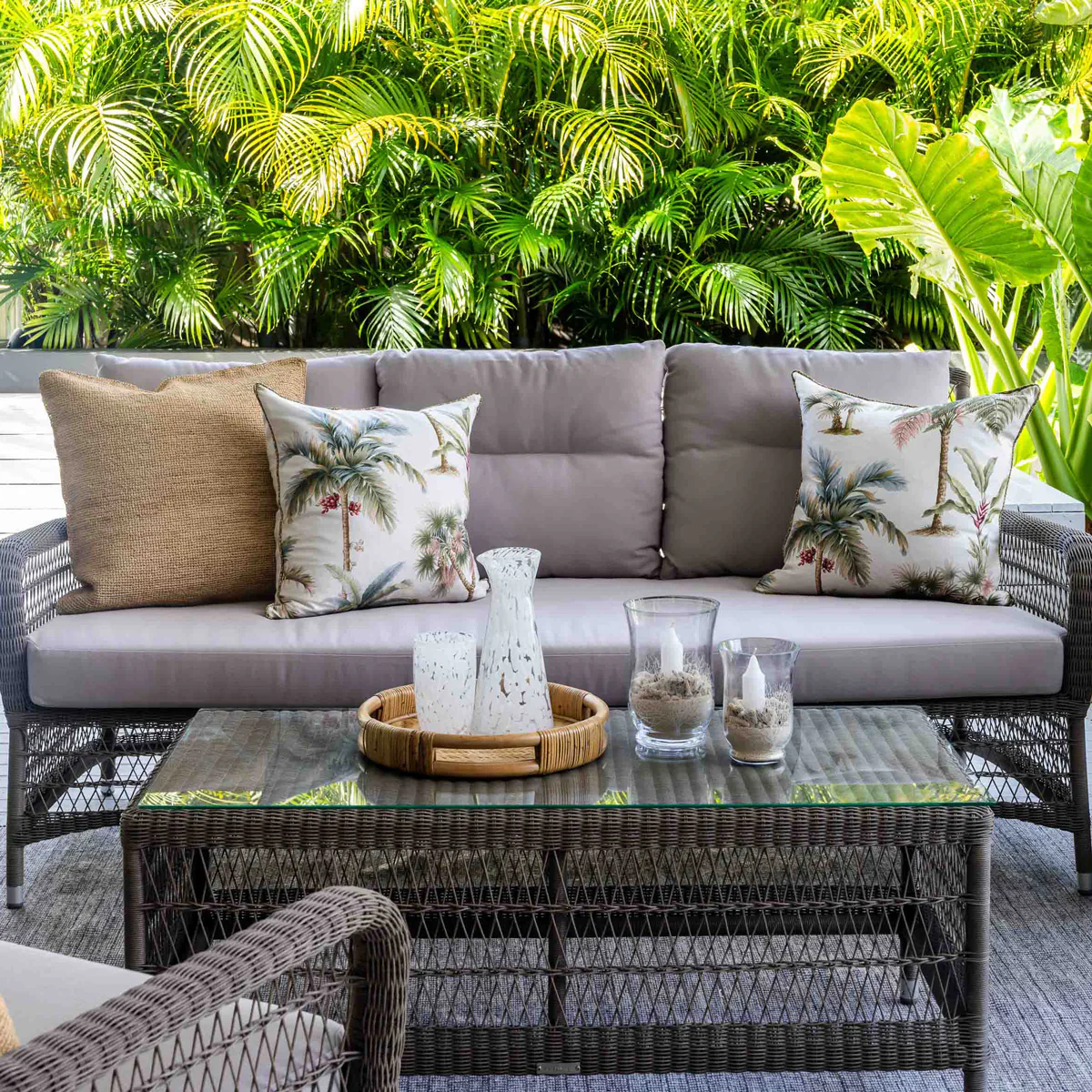 Hampton Outdoor 3 Seater Sofa Stone With Ecru - Image 2